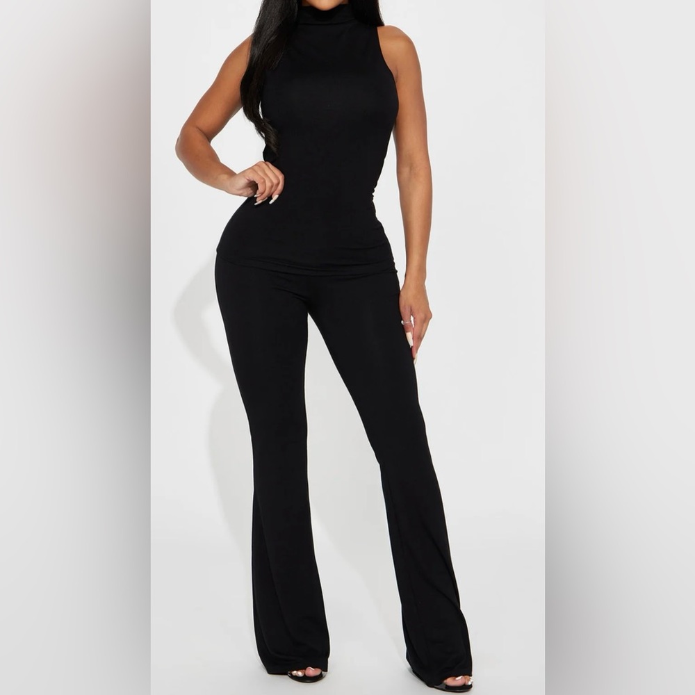 Fashion Nova Women’s Elegant Black Pants and Top Set Size S